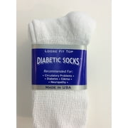CRESWELL SOCK MILLS Creswell 3 Pairs White Diabetic Crew Socks 9-11 Size