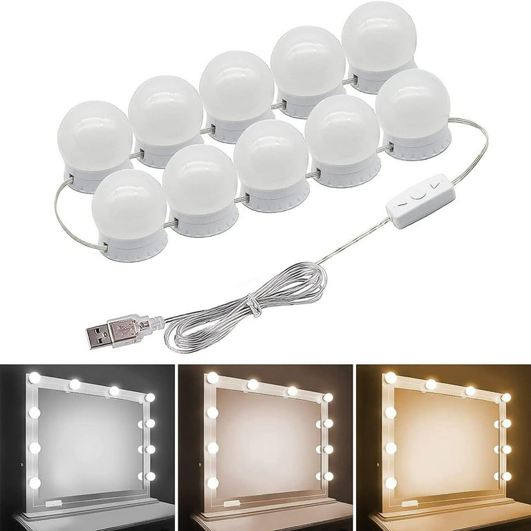 Hollywood Makeup Vanity Mirror Light Stick On Professional Adjustable 3  Colors LED USB Bulbs String Stepless Dimmable Lamp - AliExpress