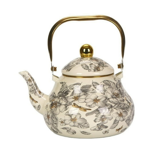 Enamel teapot, enameled porcelain kettle, teapot for stove handle, enameled tea kettle in vintage style, for home, restaurant