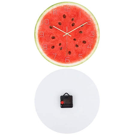 YAHHU 11.8 inches / 30 cm Round Acrylic Watermelon Pattern Wall Hanging Clock for Living Room Home Office Kitchen Bedroom Contemporary Art Decor Battery Operated Time Display