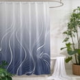 thumbnail image 2 of Xipuska Blue Geometric Shower Curtain - Water Repellent Fabric Shower Curtains Washable, Modern White Stripe Abstract Distortion Art Decorative Cloth Bathroom Curtains Modern Bath Decor 72"x78", 2 of 6