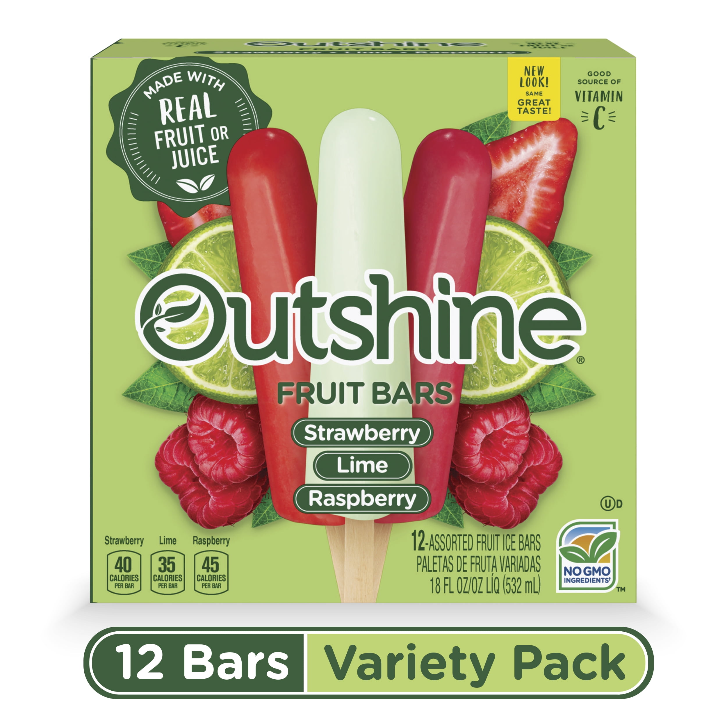 OUTSHINE Strawberry, Lime & Raspberry Frozen Fruit Bars, 12 Ct. Box