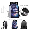 thumbnail image 6 of Binienty Galaxy Wolf Print Kids Backpack for Elementary Students Ages 6-12 17 Inch Large Capacity Bookbag with Customizable Shoulder Straps Front Storage Pocket School Gifts, 6 of 6
