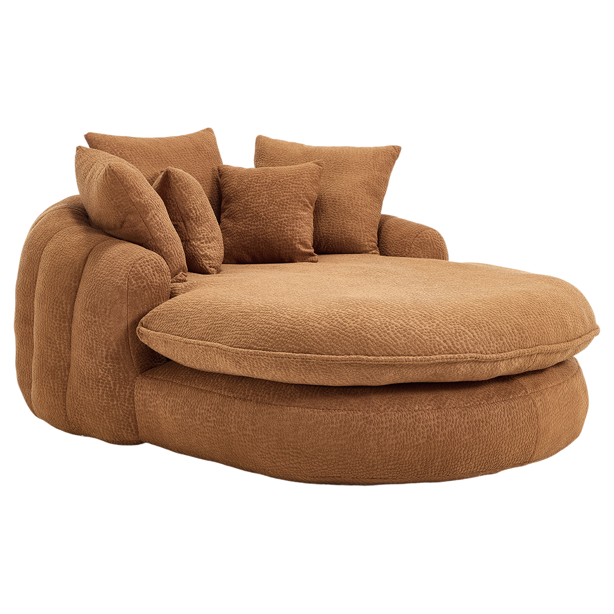 Aukfa Oversized Bean Bag Sofa, 59.84" Deep Sleeper Chaise with 5 Pillows, Chenille, Orange