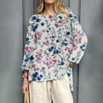 thumbnail image 3 of WZXFASHION T-Shirts Décontractés à Manches 3/4 pour Femmes, Col Rond, Coton, 50 % de Réduction, Liquidation, 3 of 5