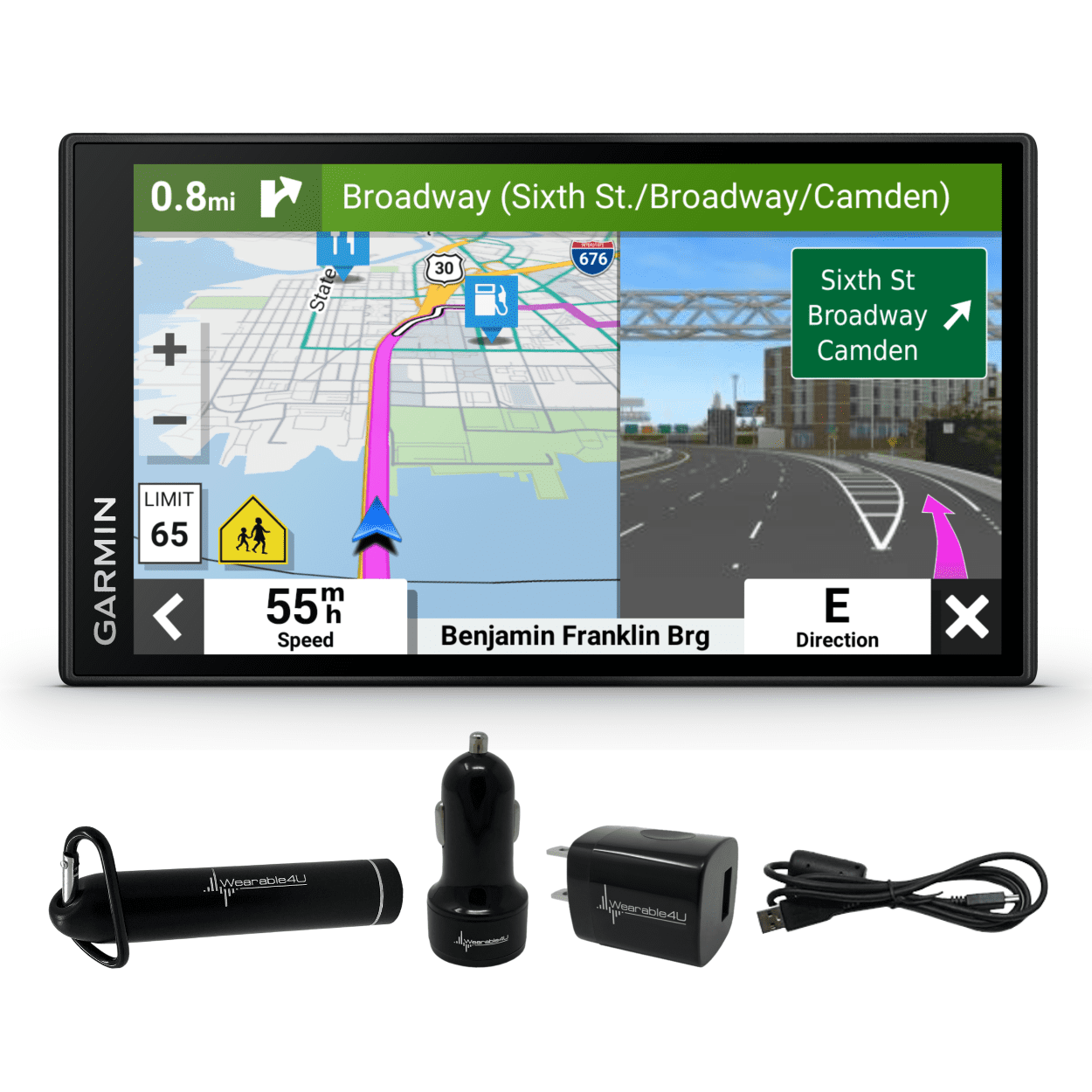 Bordenden Mindre end hundrede Garmin DriveSmart 86, 8-inch Car GPS Navigator with Bright, Crisp High-Res  Maps and Voice Assist with Wearable4U Power Pack Bundle - Walmart.com