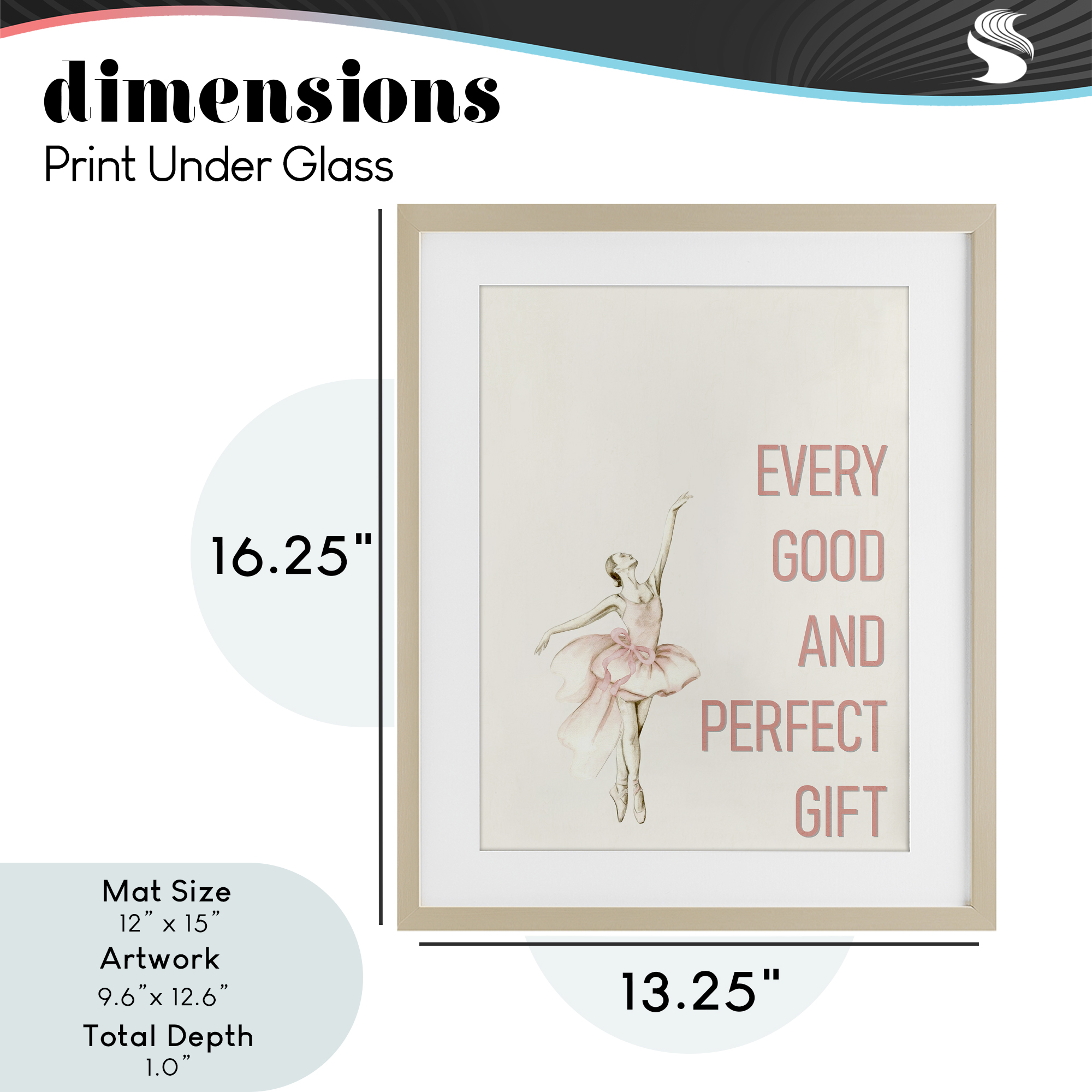 Good & Perfect Gift Ballerina Birch Framed Print Under Glass, design by Kim Allen