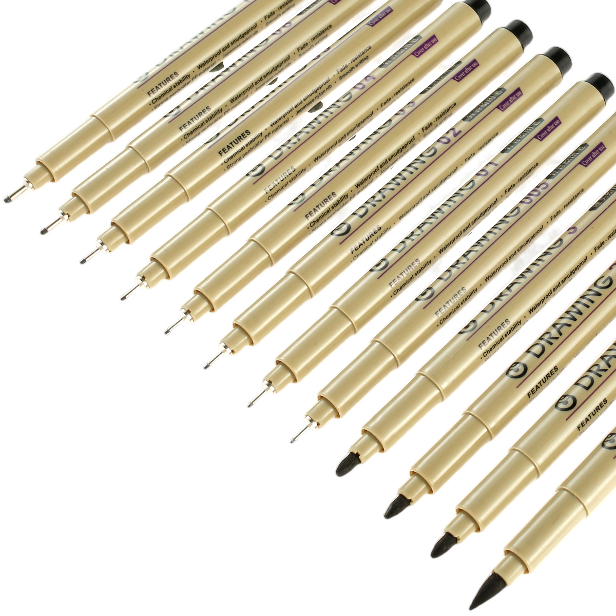 Duety 12Pcs Fineliner Pens Set Waterproof Manga Markers Pen Hand-painted  Micro-line Pen Quick Drying Sketch Pens Set Black Fine Line Pen Artist