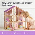 thumbnail image 3 of Tiny Land Wooden Dollhouse for Girls - 6 Rooms Wooden Doll House, DIY Pretend Doll House with 31Pcs Furniture Accessories, Creative Gift for Girl Ages 3+, Unicorn Purple, 3 of 6