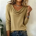 thumbnail image 4 of Womens Sweater Lightweight Loose Pullover Tops Long Sleeve Cowl Neck Ribbed Casual Knit wear Khaki 3XL, 4 of 5