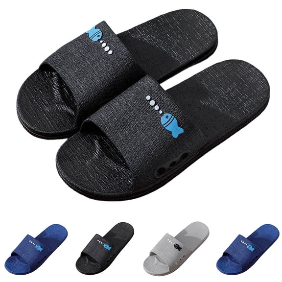 House Slippers Women Men Slip-on Flat Heel Non-Slip Slides Shoes Unisex Comfortable Soft Thickened Soled Indoor Outdoor Walking Sandals