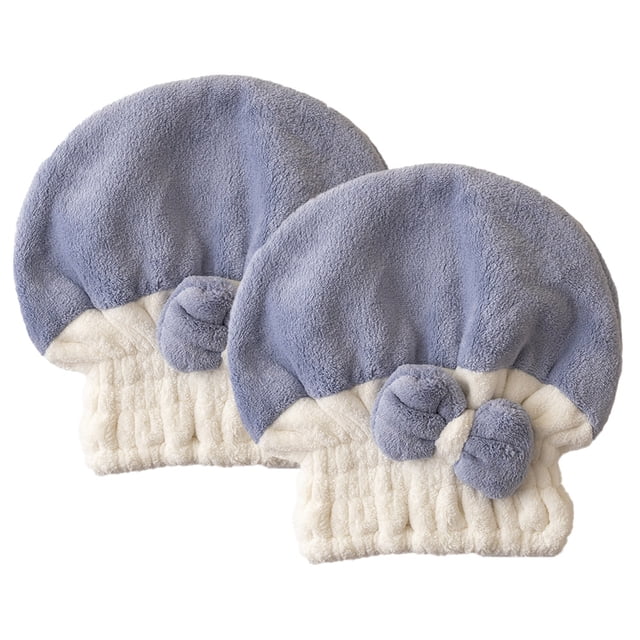 Paquete de 2 gorros de microfibra para secar el cabello, toalla para secar el cabello, envoltura de toalla para el cabello súper absorbente