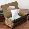thumbnail image 3 of BSJJY Crafted Classical Retro Wooden Antique Book Tissue Box Cover Rectangular Tissue Holder Dispenser Paper Cover Case Napkin Holder Home Decor for Bathroom living room office car, 1pc, 3 of 9