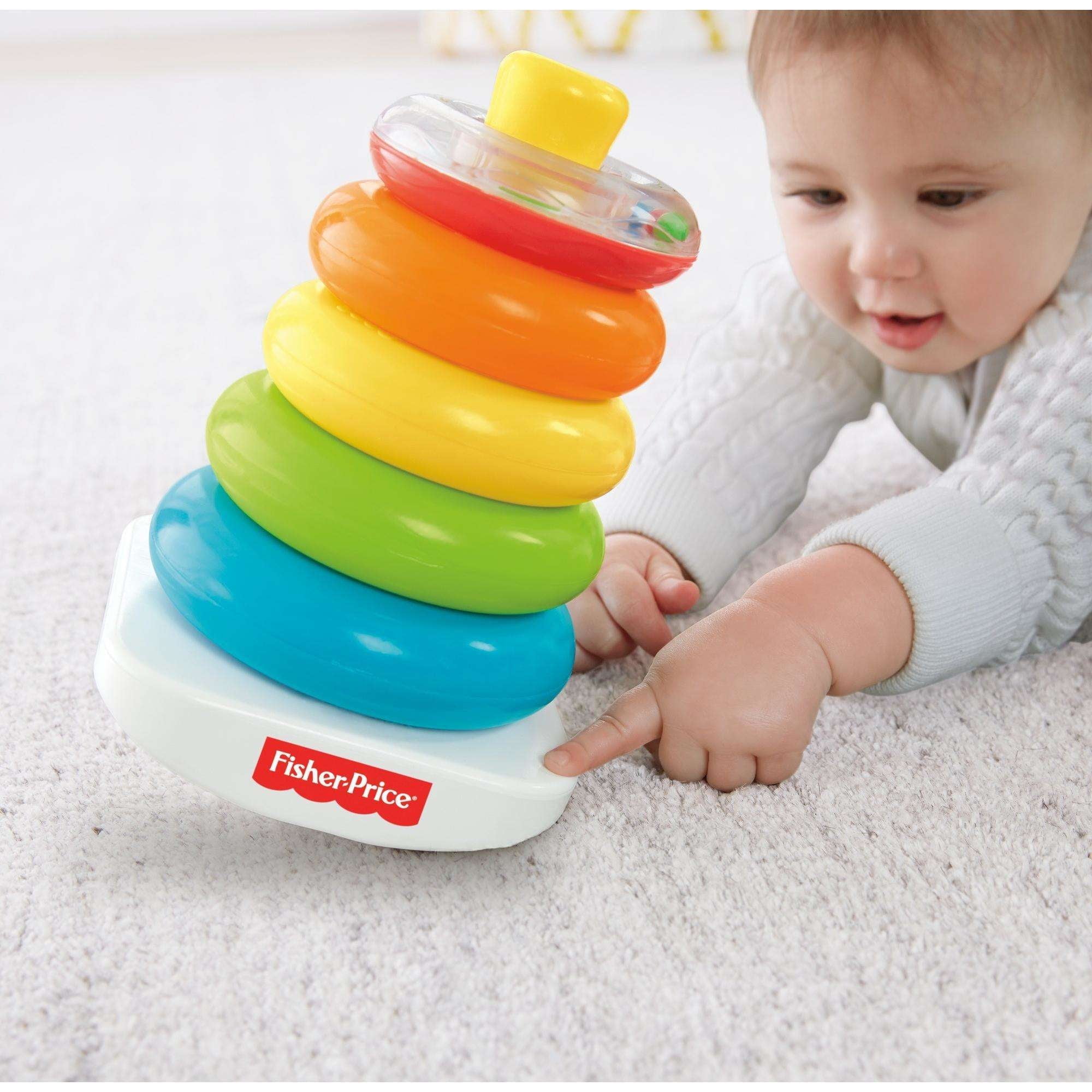 Fisher-Price Baby Stacking Toy Rock-a-Stack, Roly-Poly Base with 5 Colorful Rings for Ages 6+ Months