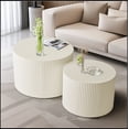thumbnail image 3 of Wave Stripe Nesting Coffee Table Set for Living Room, Bedroom, Beige(Set of 2 Pieces), 3 of 12
