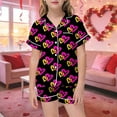 thumbnail image 2 of Silk Pajamas Girls Valentines Day Pajamas Short Sleeve Heart Button Down Sleepwear Boys Pjs Size 4-5 Years, 2 of 4