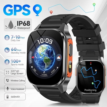 2025 Smartwatch: GPS, Compass, Waterproof, Wireless Calling, 100+ Sports Modes, Voice Assistant, Metal Frame, Fashion Bracelet