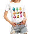 thumbnail image 2 of Outfmvch Chemises de Pâques pour Femmes, Chandails en Molleton à Col Rond pour Femmes, Chemises à Manches Courtes pour Femmes, Hauts de Sortie pour Femmes, T-Shirt à Manches Courtes Col Rond Carnaval, T-Shirts Graphiques pour Femmes Bleu Ciel 3 TG, 2 of 6