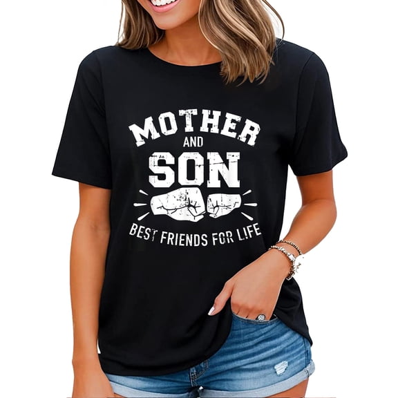 Mother and Son Best Friends For Life T Shirt for Women Black Large