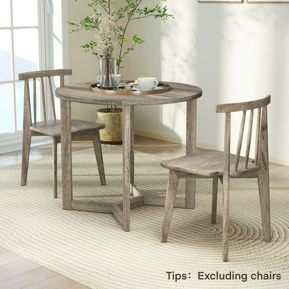 Auranook 36 Inch Wood Dining Table for 2-4 People with Wing-shaped Pedestal Base