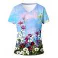 thumbnail image 4 of Fiudx Tops para Mujer Blusas y Blusas con Cuello En V de Manga Corta para Mujer, Informales, a La Moda, Primavera y Verano, 4 of 4