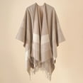 thumbnail image 2 of GDREDA Womens Stripe Color Blocking Windproof Warm Fashion Cloak Shawl Cardigan for Autumn Spring Winter Coffee,One Size, 2 of 3