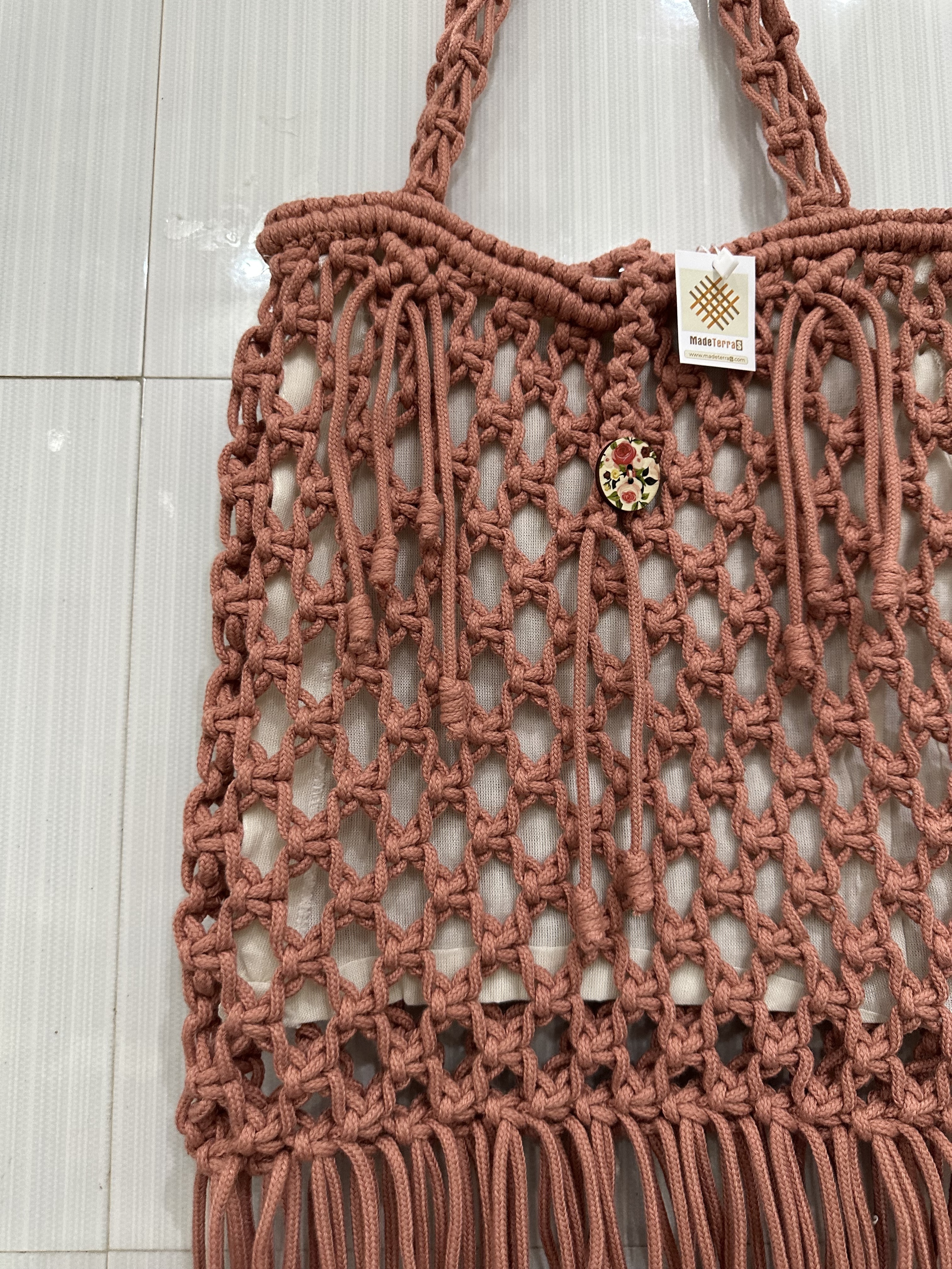 Pink Crochet Tote Bag for Women| Rustic Crochet Handbags Knitted Shoulder Bags