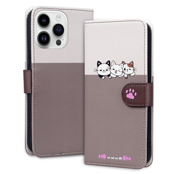 Wallet Phone Case for iPhone 11, Cute Pattern PU Leather Case with Magnetic Clasp Credit Card Slot Stand Shockproof Full Body Protection Cover, B