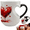 1PC White, variant on Heart-Shaped Color Changing Magic Ceramic Mug 11oz Thermochromic Ceramic Coffee Tea Cup with Heart Handle, Reveals Romantic Surprise Design When Hot, Valentines Day, Mothers Day Gift for Couples