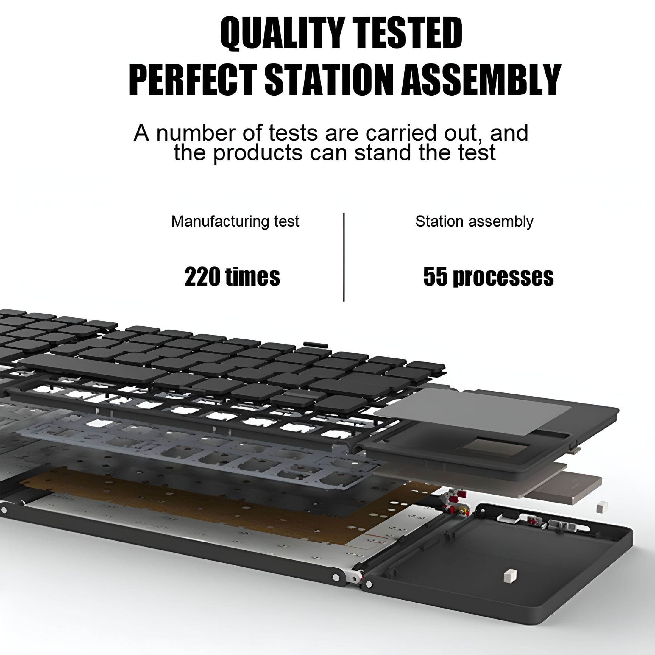 GJX Mini Folding Keyboard with Touchpad - Wireless Portable Bluetooth Keyboard for Android,iOS,Tablet,Smartphone - 63 Keys,Built-in Rechargeable Battery,3-Fold Design
