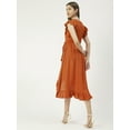 thumbnail image 2 of Moomaya Solid Viscose Front Slit Ruffle Dress, Summer Resort Wear Women Clothing, 2 of 6