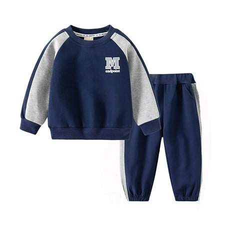 

Infant Boys Casual Outfit Sets Boys Clothes Long Sleeve Cartoon Dinosaur Prints Tops And Pants Child 2Pcs Soft Kids Clothes Cute Children s Suit Navy 5-6 Years