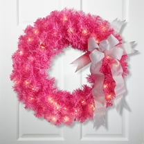 Northlight Pre-Lit Tinsel Artificial Christmas Wreath - 24" - Pink - Clear Lights