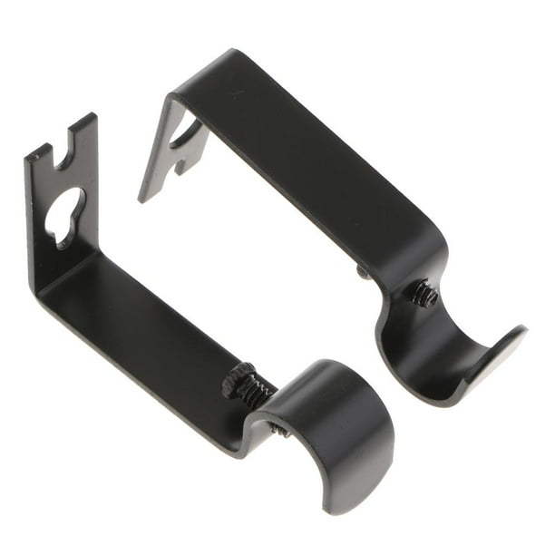 2 soportes ajustables para barra de cortina, ganchos para barra, adornos para el hogar Negro