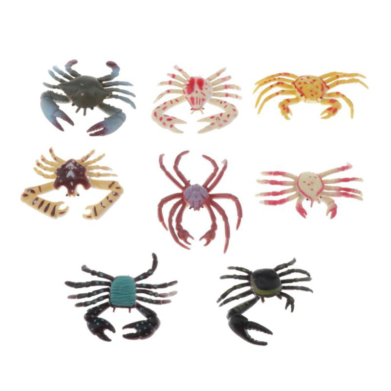 Set of 8pcs Various Plastic Crab Model Animal Display Figure Toy Collections 