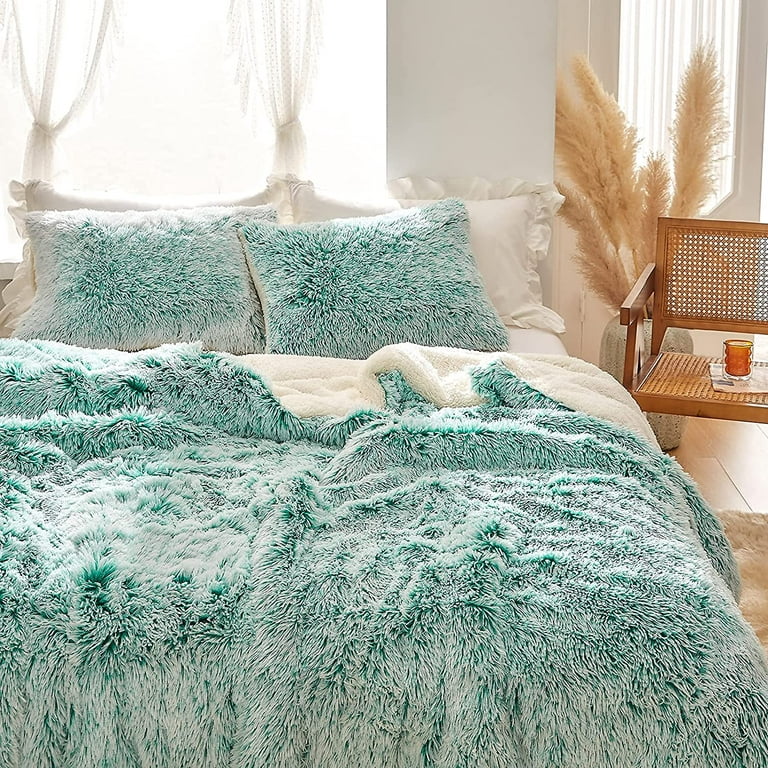 Warm And Fluffy Winter Velvet Fur Reversible Comforter Set, King Size (220  X 240 Cm) 6 Pcs Soft Bedding Set, Floral Printed Pattern, Lshy-2, Turquoise  : Buy Online at Best Price in