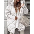thumbnail image 4 of Women'S Quilted Down Jacket with Hood Long Sleeve Full Zip Casual Winter Coat White XXXL, 4 of 7