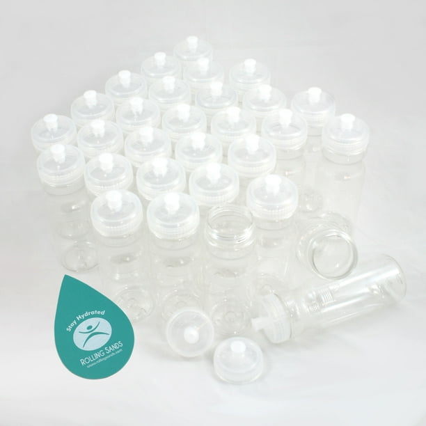 Rolling Sands BPAFree 24 Ounce Clear Water Bottles, Bulk 30 Pack, Made