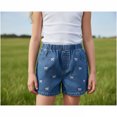 thumbnail image 3 of Girls Jeans Shorts Girls Elastic Waist Bow Embroidered Jean Shorts Straight Leg Jean Shorts Casual Shorts Girls Denim Shorts Size 10-11 Years, 3 of 8