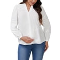 thumbnail image 1 of CAMISA DE MATERNIDAD CHIC PARA MUJERES CON BOTONES, MANGA LARGA, DE ALGODÓN JACQUARD, SEMI TRANSPARENTE, PARA EMBARAZADAS, BLUSA DE OFICINA, BLANCA, 1 of 6