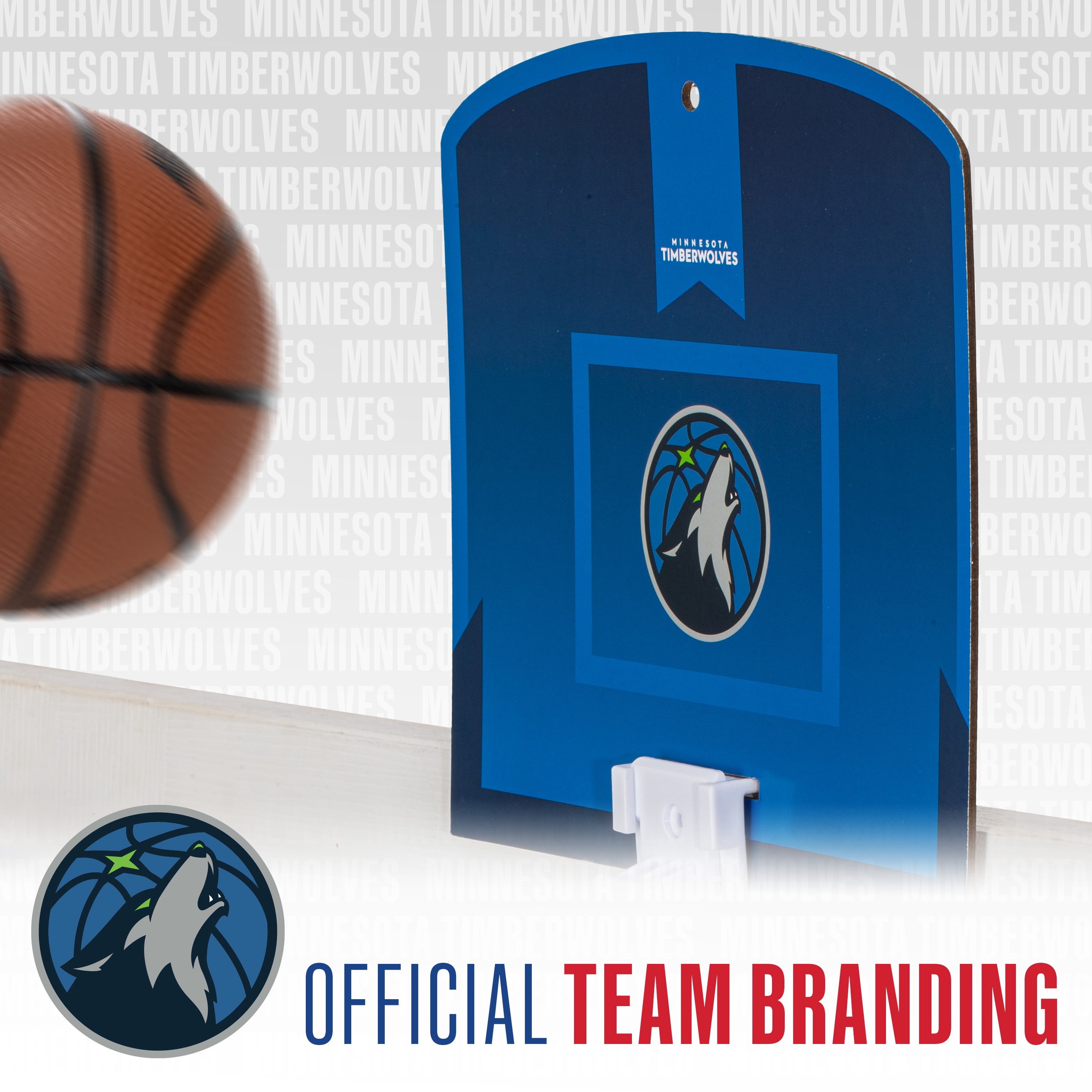 Franklin Sports NBA Minnesota Timberwolves Mini Over the Door Basketball Hoop - Kids Indoor Mini Basketball Hoop + Basketball - NBA Fan Shop Hoop for Bedroom + Office - Over the Door Mini Hoop Set