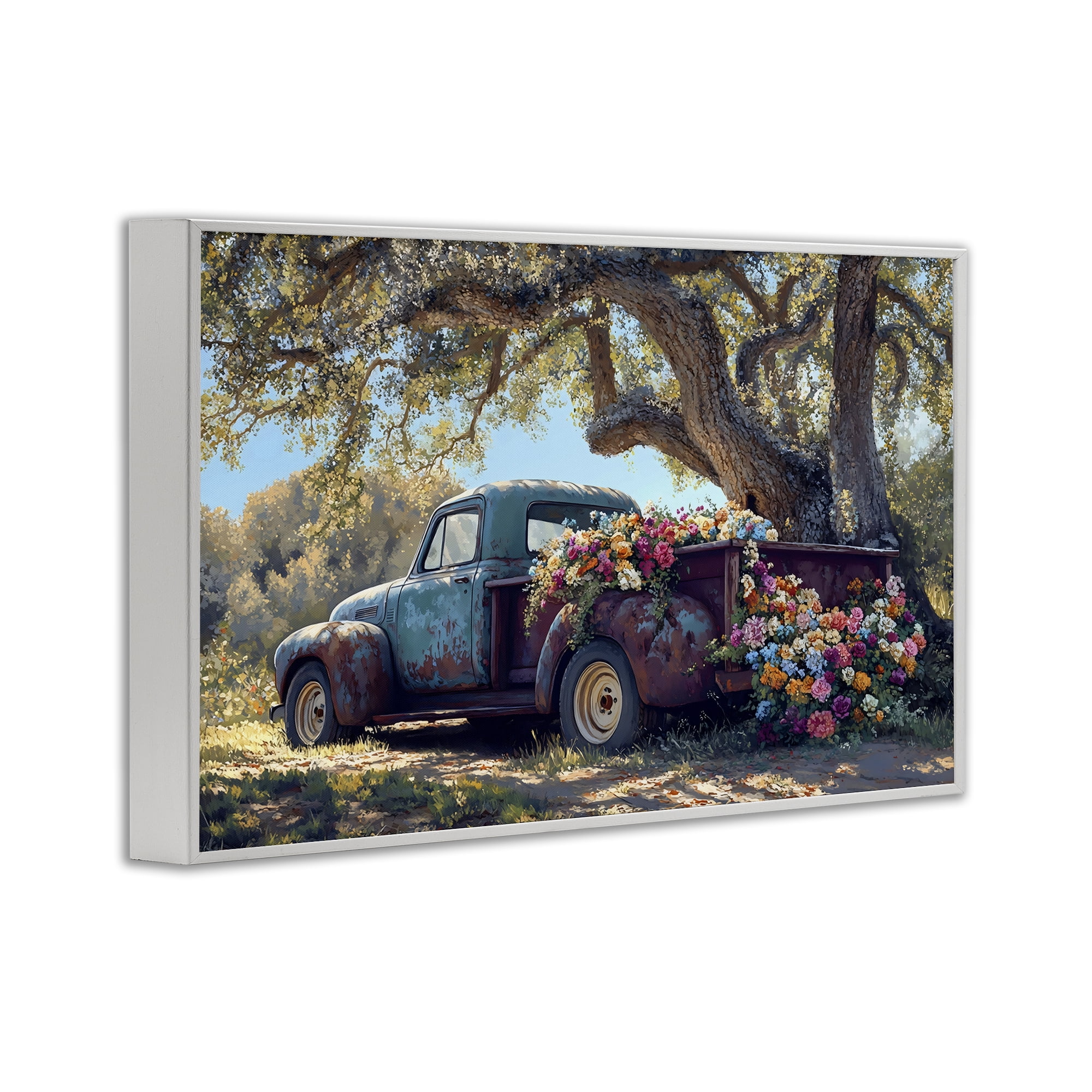 Stupell Industries Repurposed Truck Filled with Flowers White Framed Giclee Art, design by Franklyn Gregory