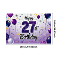 thumbnail image 2 of Purple Themed 27th Birthday Banner with Balloons Stars and Confetti Background Party Supplies Photography Props Birthday Decoration Birthday Party Decorations, 2 of 6