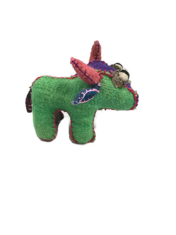 Twoolies Plush Colorful Natural Wool Bull Small 5" Tall 