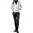 thumbnail image 2 of INSPIRE CHIC Women's Holographic Zipper Quilting Metallic Short Puffer Coat Jacket, 2 of 6