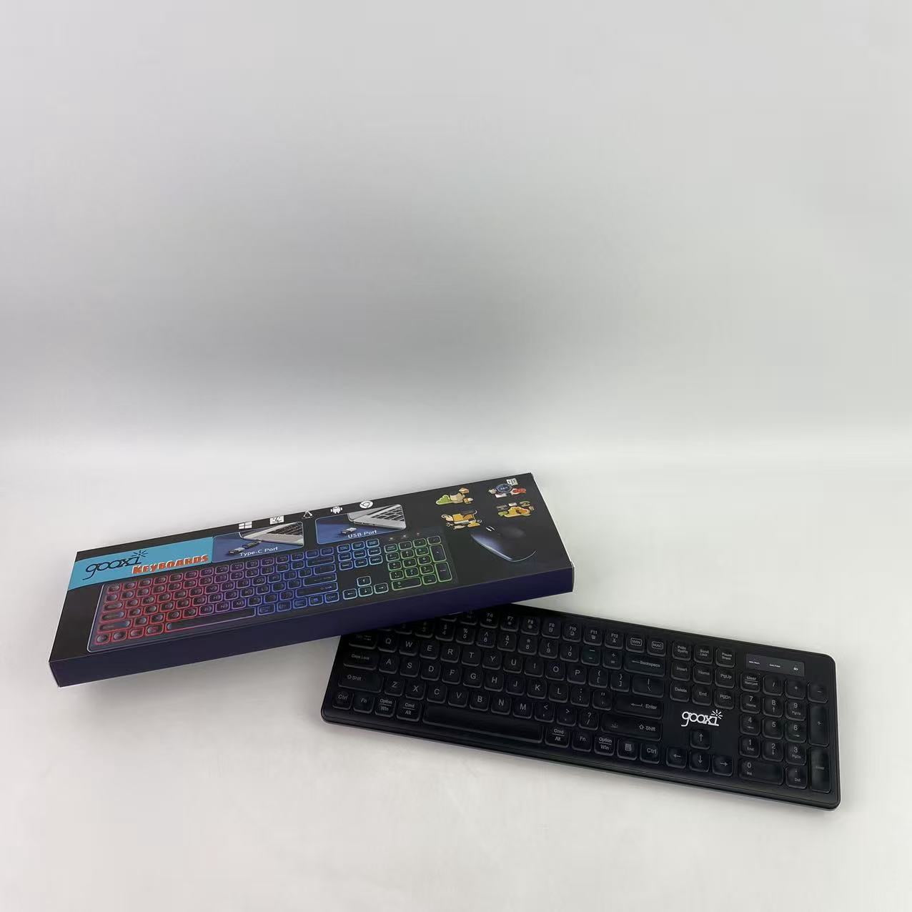 gooxi Computer peripheral devices, wireless keyboard, rechargeable and illuminated letters, full-size