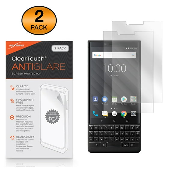 BlackBerry Key2 Screen Protector, BoxWave® [ClearTouch Anti-Glare (2-Pack)] Anti-Fingerprint Matte Film Skin for BlackBerry Key2