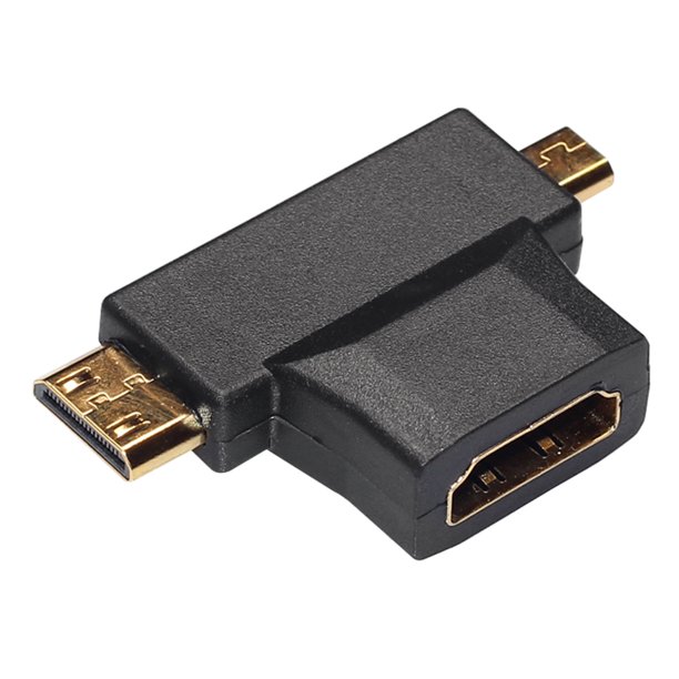 Adaptador Hdmi 1 x adaptador convertidor de 90° hembra compatible con Mini Micro HDMI macho 2 en 1