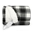 thumbnail image 1 of Sunbeam Extra Long Heated Throw Blanket Microplush Reverse Faux Shearling 4 Heat Settings Black Buffalo Plaid 50 x 70, 1 of 15