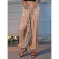 thumbnail image 3 of Women's Glossy Lantern Pants Spring Summer Street Fashion Low-Rise Cuffed-Hem Trousers with Fluid Champagne Color L, 3 of 6